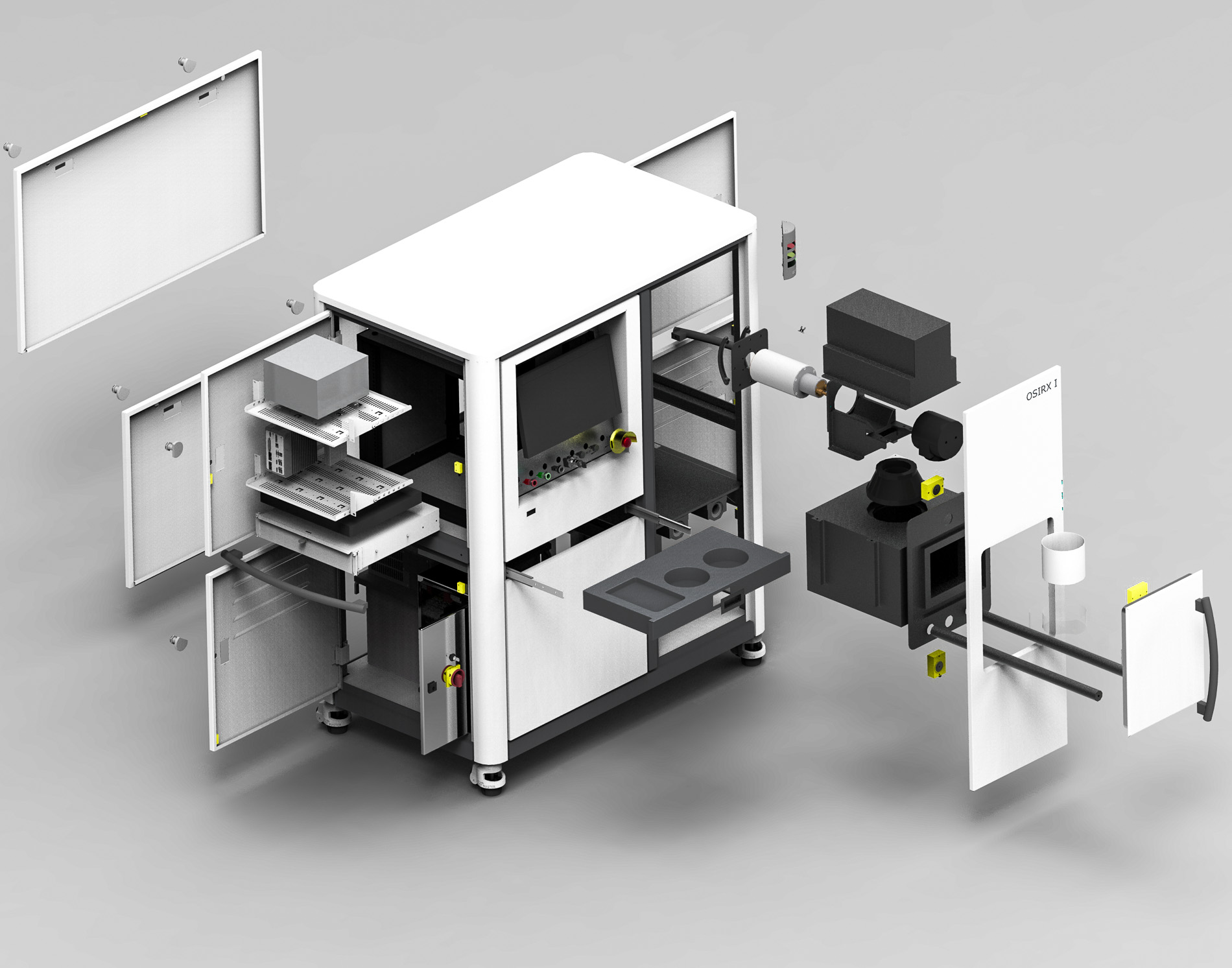 Exploded CAD view of a special machine